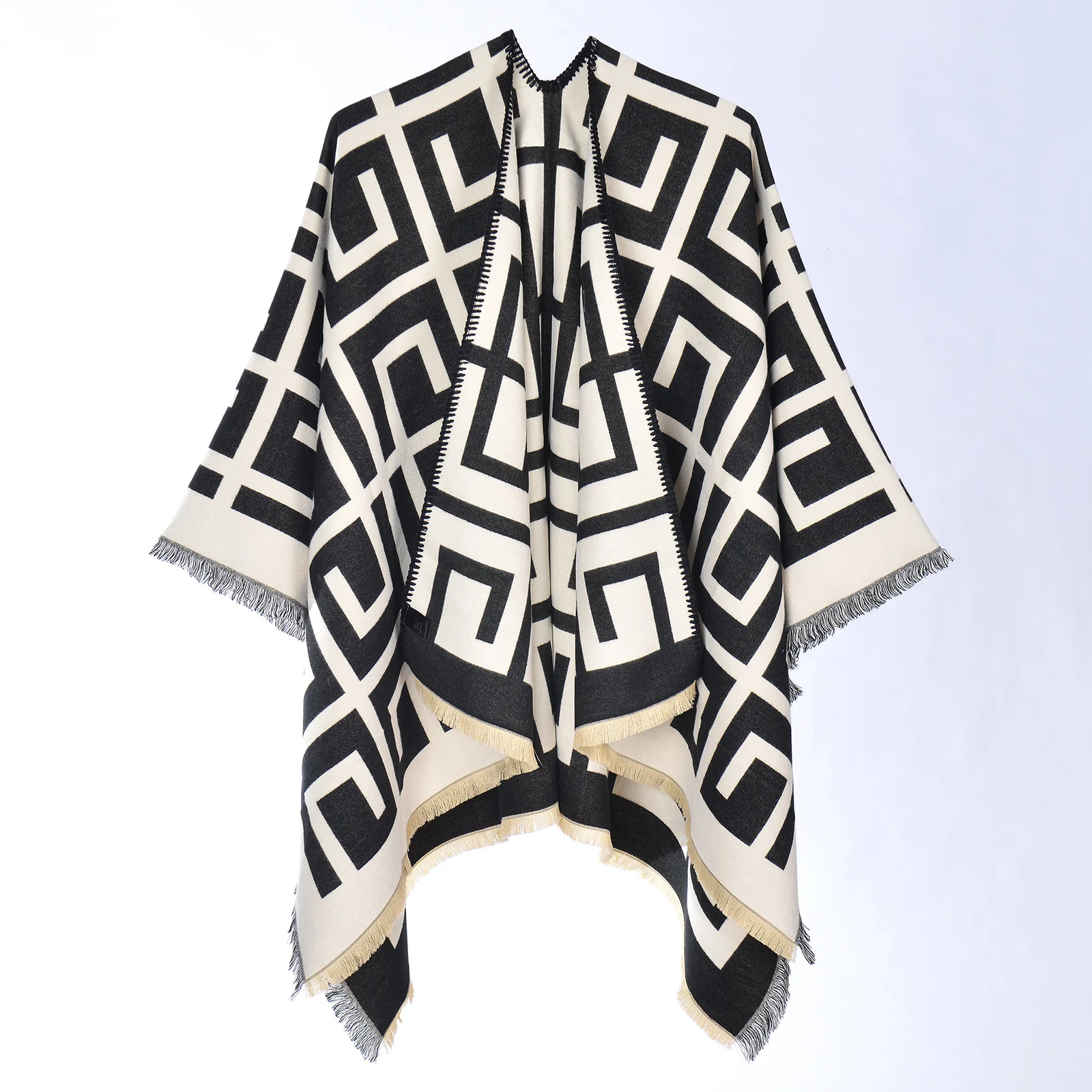 Women's Travel Photo Split Scarf, Faux Cashmere Warm All-match Pretty Shawl Poncho — image 5