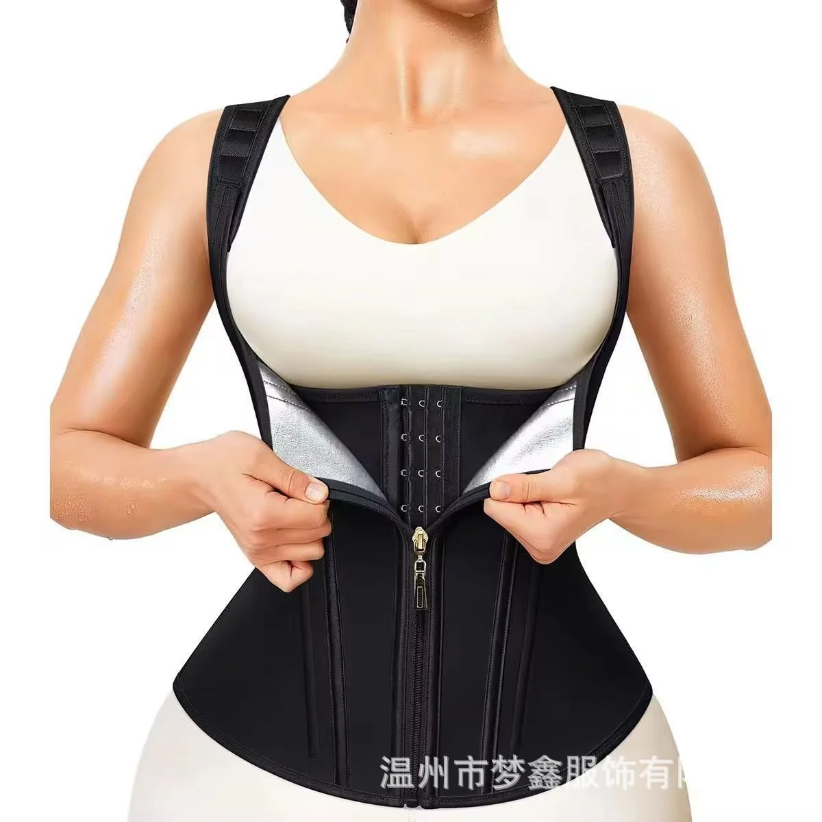 Women's Waist Trainer Corset, Zipper & Hook Sauna Sweat Vest, Tummy Control Body… — image 4