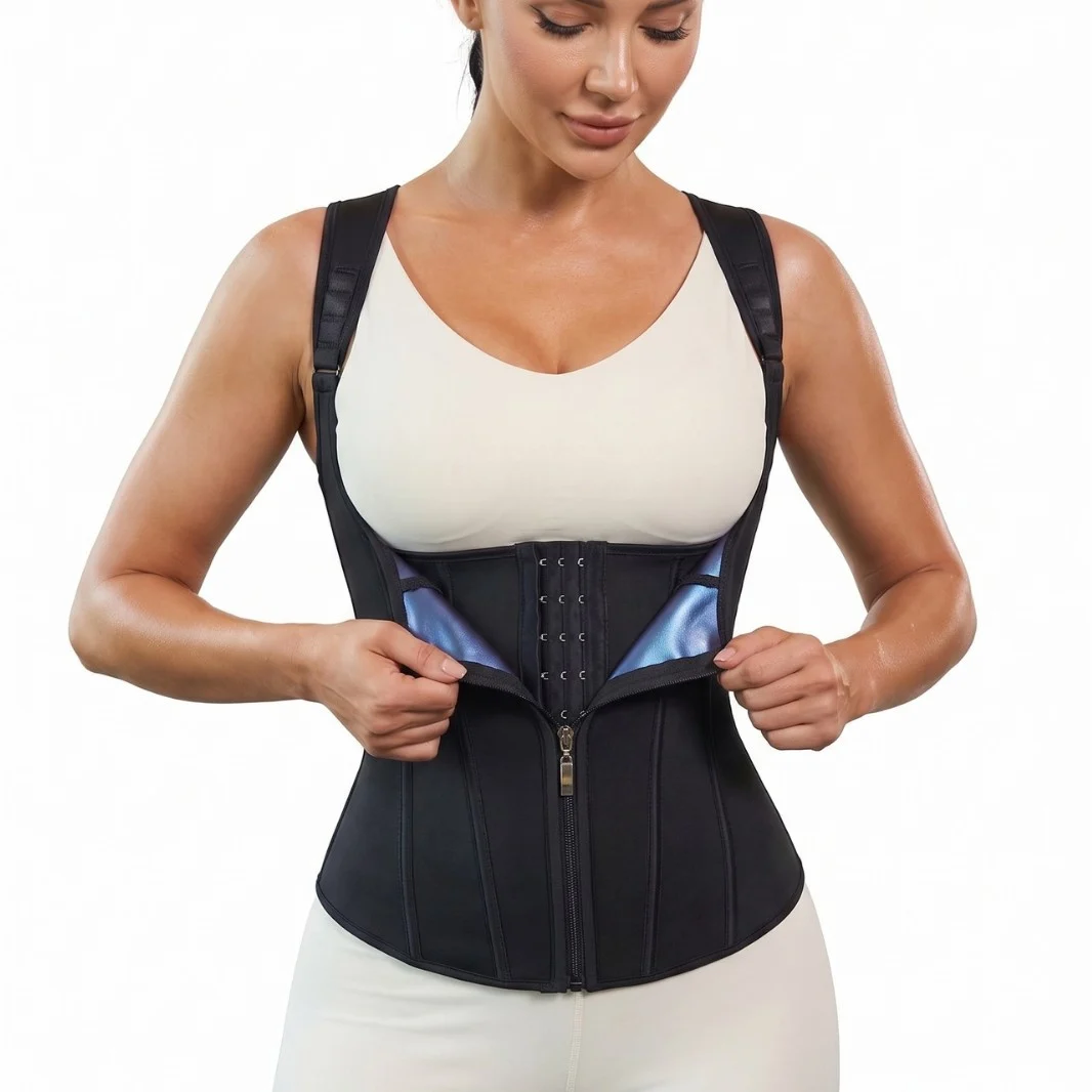 Women's Waist Trainer Corset, Zipper & Hook Sauna Sweat Vest, Tummy Control Body… — image 8