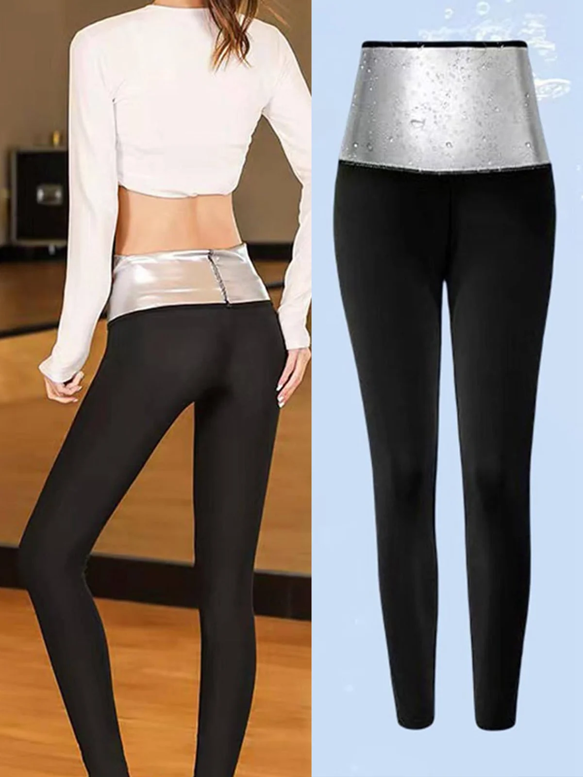 Women Sauna Sweat Leggings, High Waist Thermo Compression Workout Pants, Tummy Control… — image 2