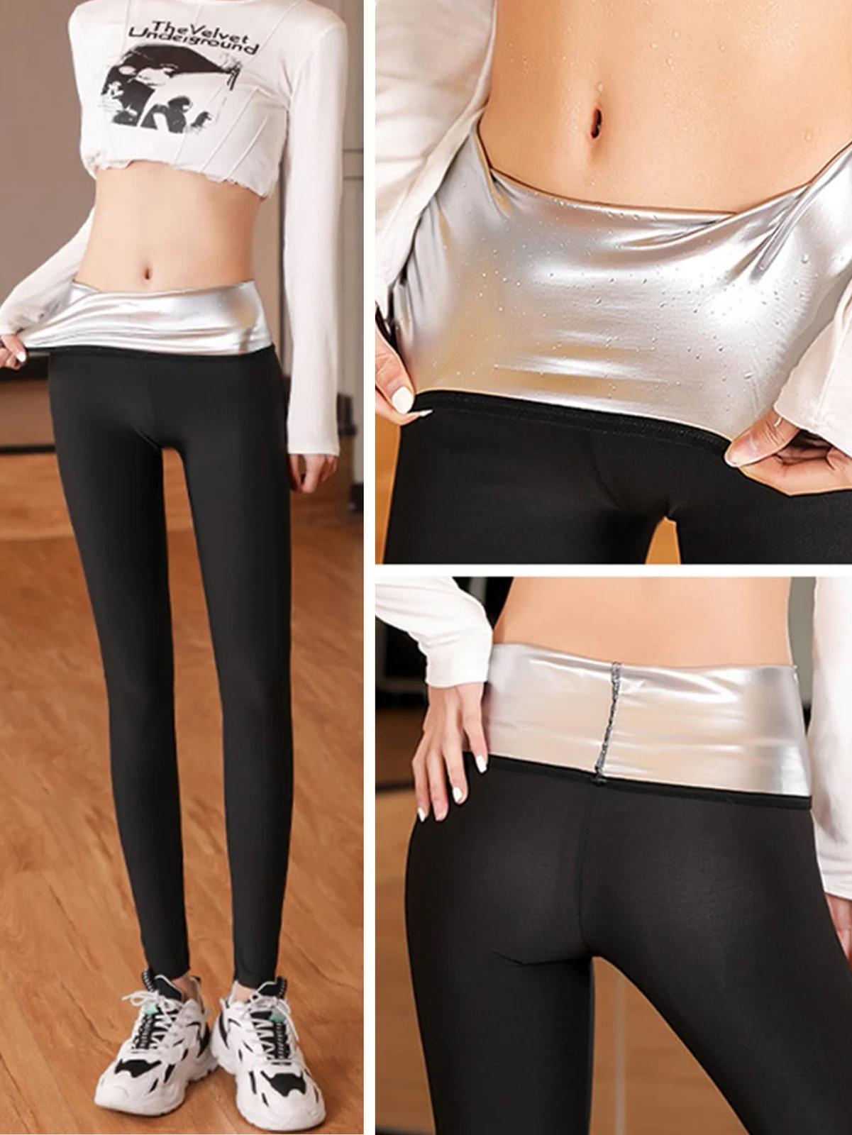 Women Sauna Sweat Leggings, High Waist Thermo Compression Workout Pants, Tummy Control… — image 3