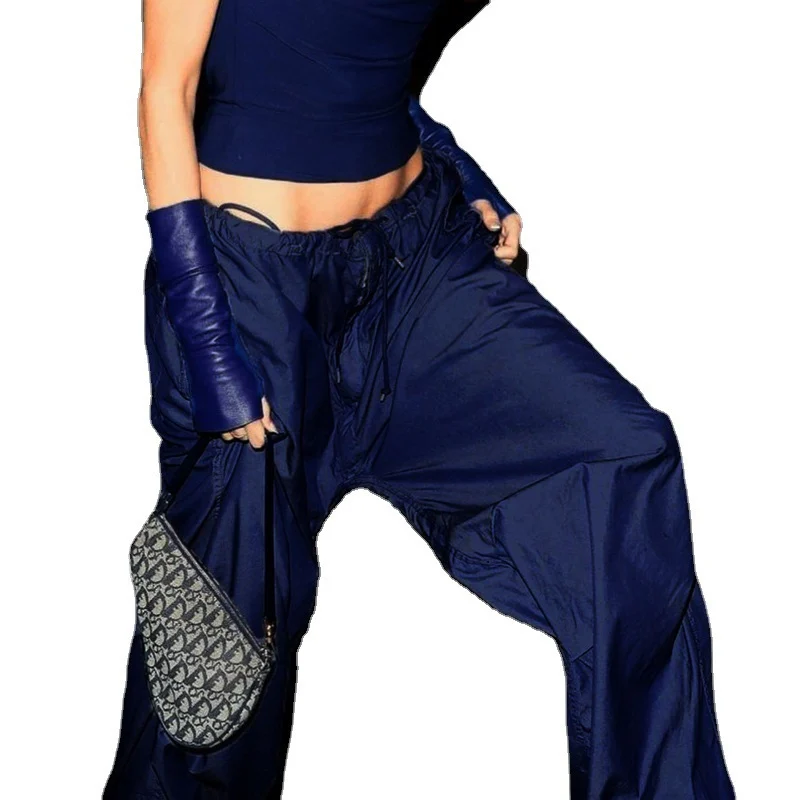 Women Vintage Street Cargo Jeans Casual Wide Leg Pants — image 5