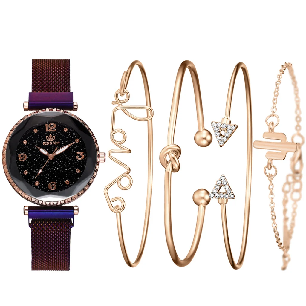 Women Watches Starry Sky Magnet Buckle Fashion Bracelet Wristwatch Roman Numeral… — image 2