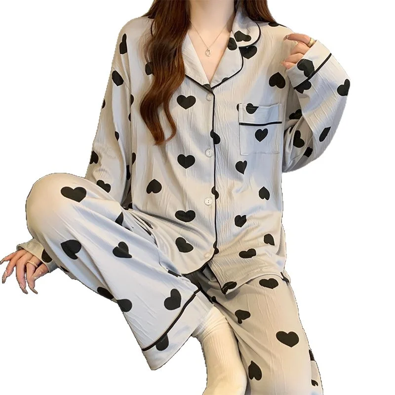Womens Autumn Long-sleeve Cardigan Pajama Set — image 5