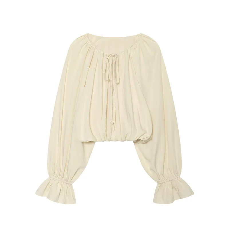 Womens Autumn Loose-fitting Shirt With Lantern Sleeves — image 2