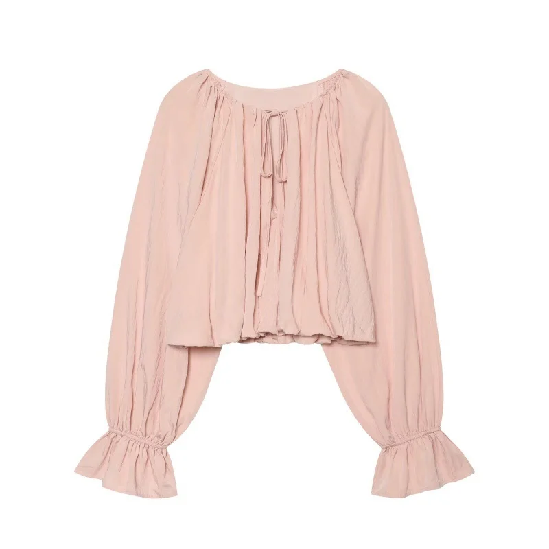 Womens Autumn Loose-fitting Shirt With Lantern Sleeves — image 3