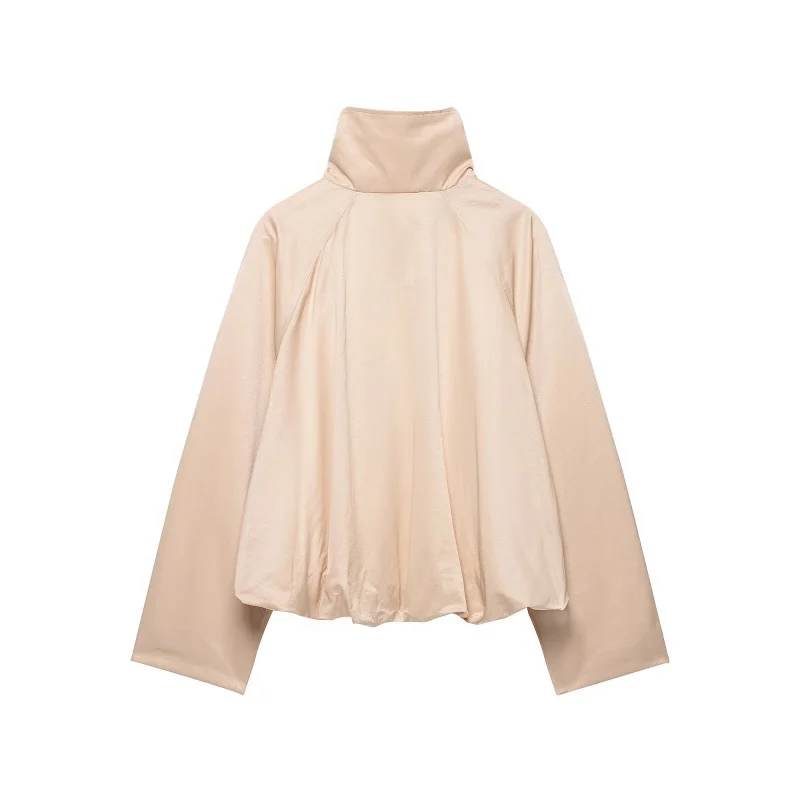 Womens Autumn Stand-neck Loose-fit Bomber Jacket Coat — image 2