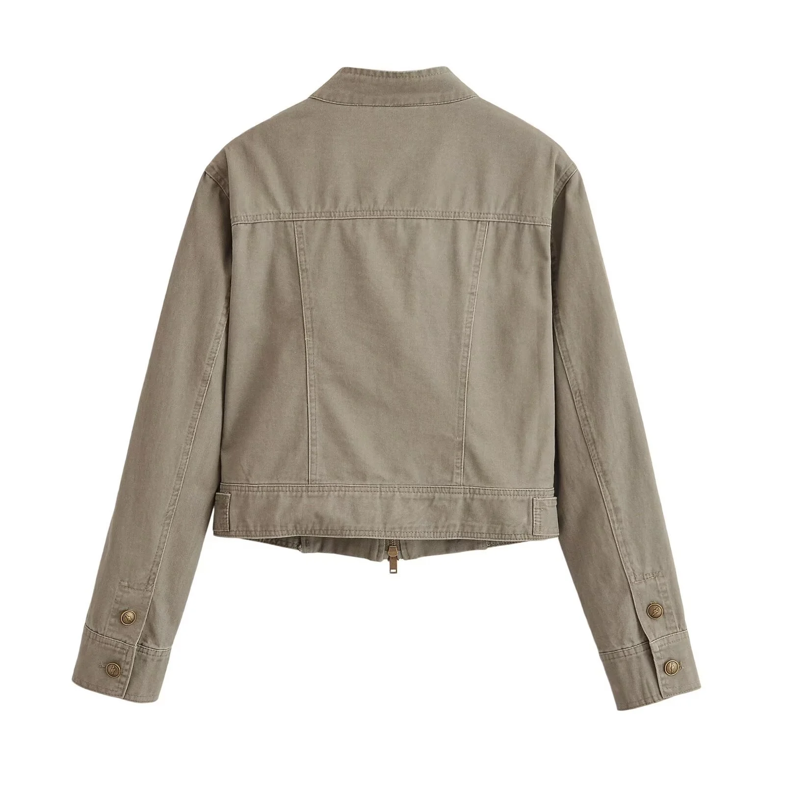 Womens Autumnwinter Buttoned Vintage Stand-neck Slim-fit Jacket Coat — image 3