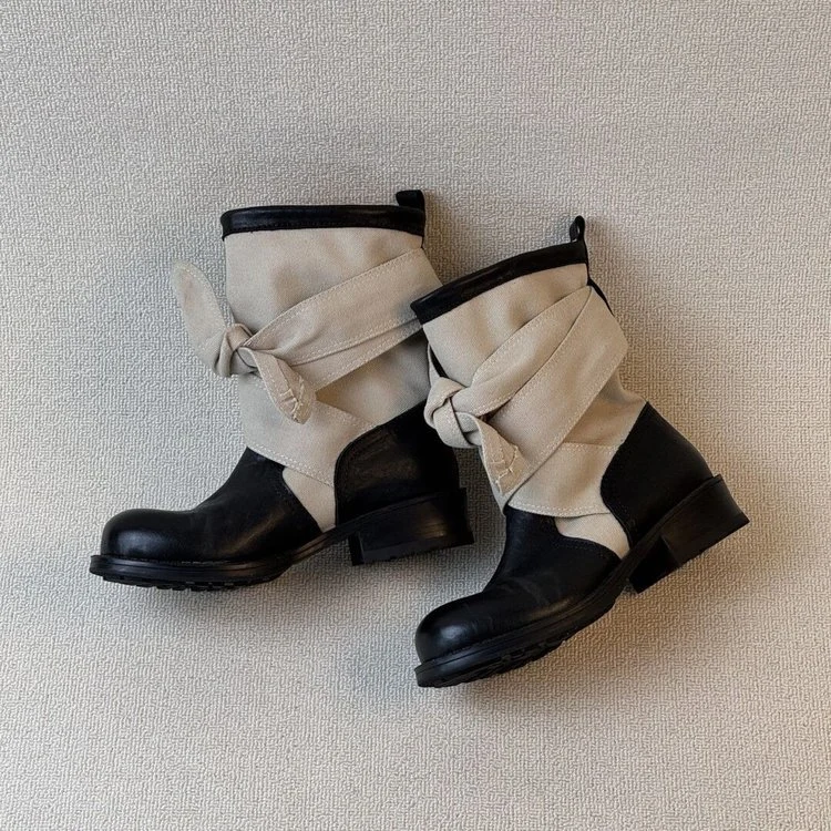 Womens Bow-knot Canvas Low-top Riding Boots — image 6