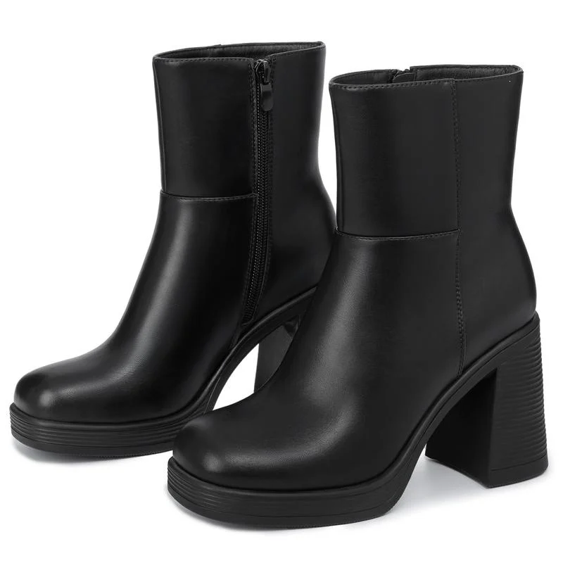 Womens Casual Chunky-heel Short Boots With A Thick Sole — image 3