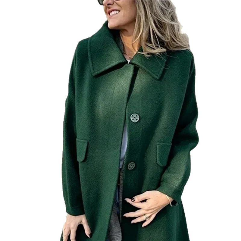 Womens Casual Single-breasted Wool Jacket Coat — image 2