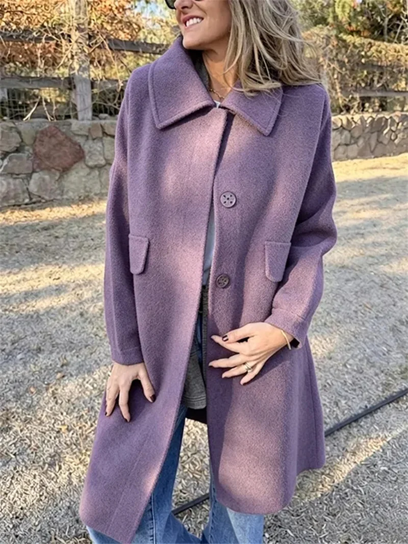 Womens Casual Single-breasted Wool Jacket Coat — image 11