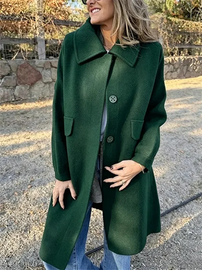 Womens Casual Single-breasted Wool Jacket Coat — image 6