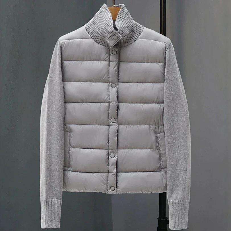 Womens Casual Stand-collar Knitted Cotton Coat — image 3