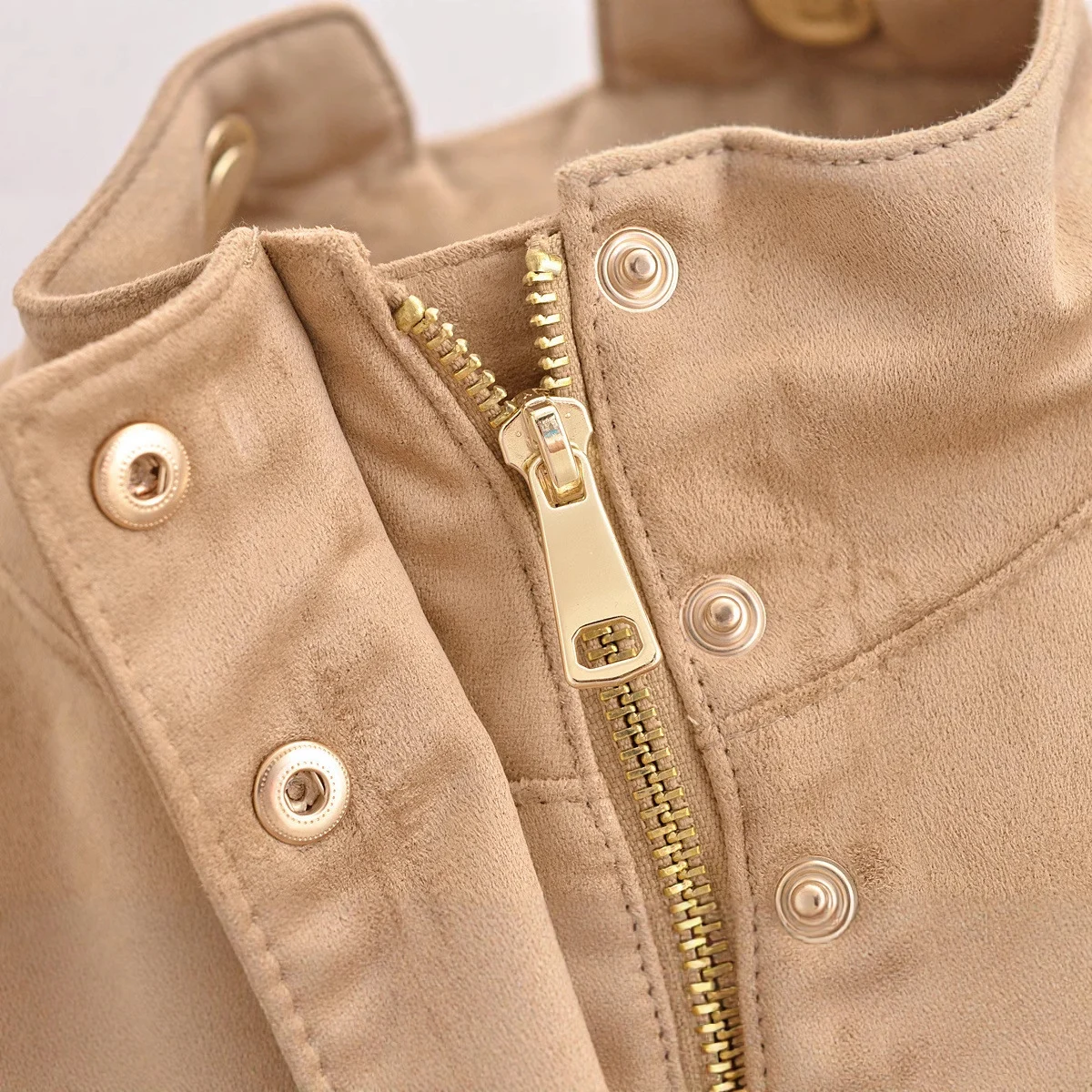 Womens Casual Stand-collar Suede-fleece Long-sleeve Jacket — image 3