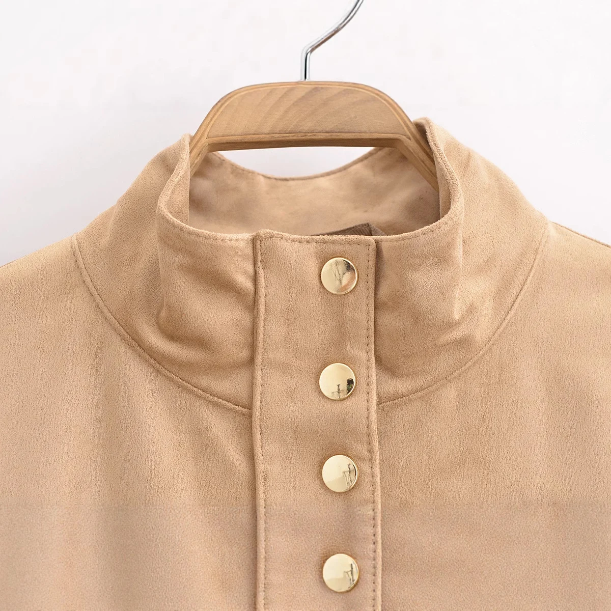 Womens Casual Stand-collar Suede-fleece Long-sleeve Jacket — image 2