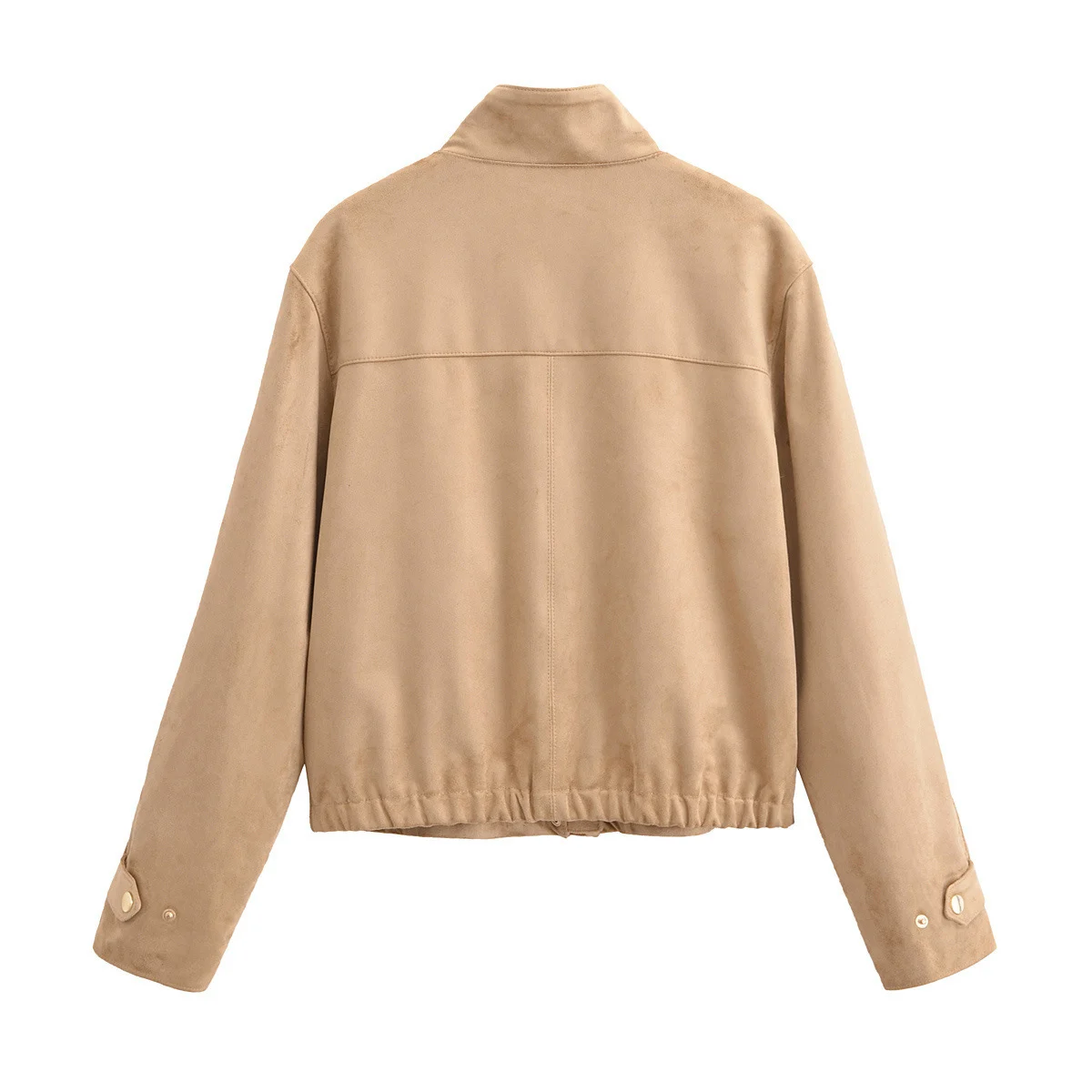 Womens Casual Stand-collar Suede-fleece Long-sleeve Jacket — image 4