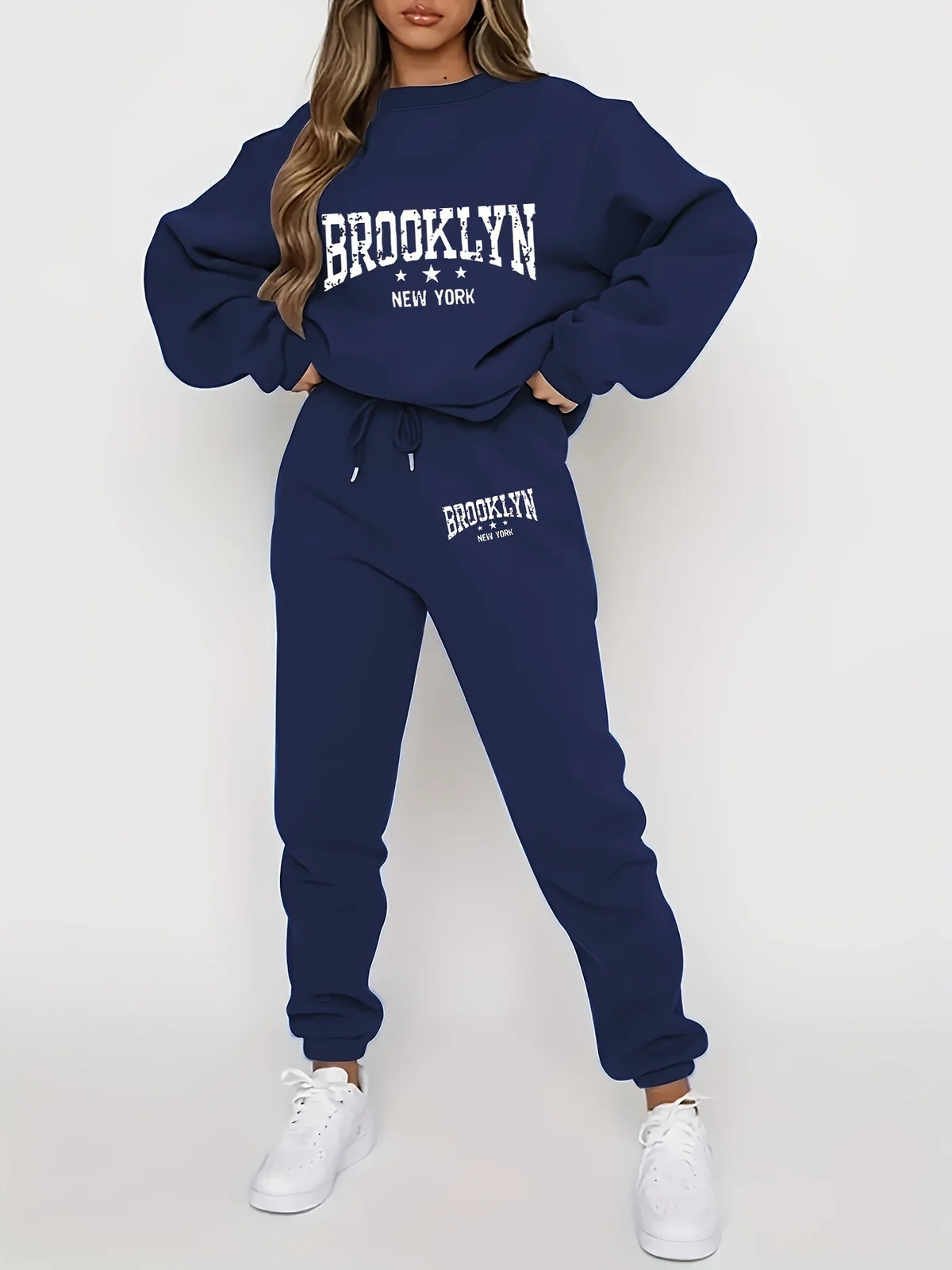 Womens Crew-neck Printed Sweater Set — image 6