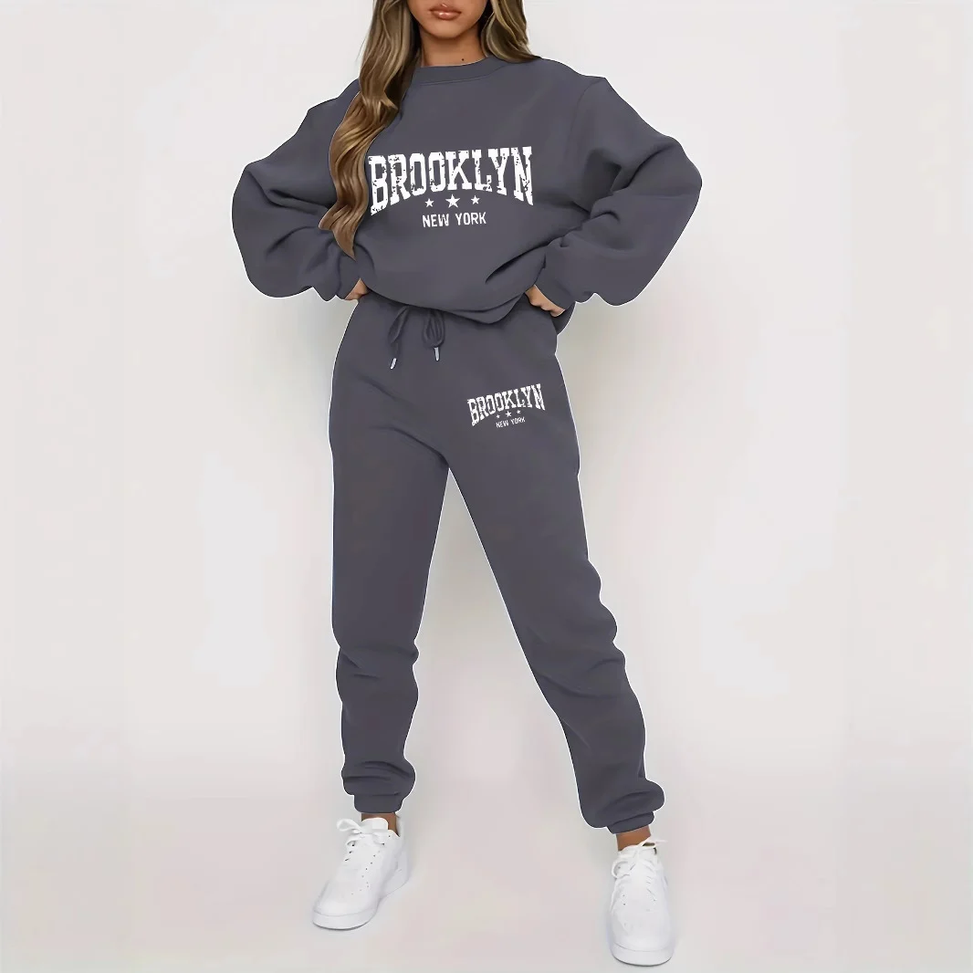 Womens Crew-neck Printed Sweater Set — image 3