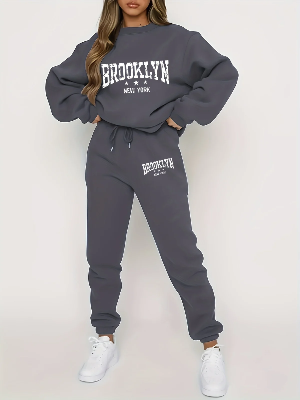 Womens Crew-neck Printed Sweater Set — image 5