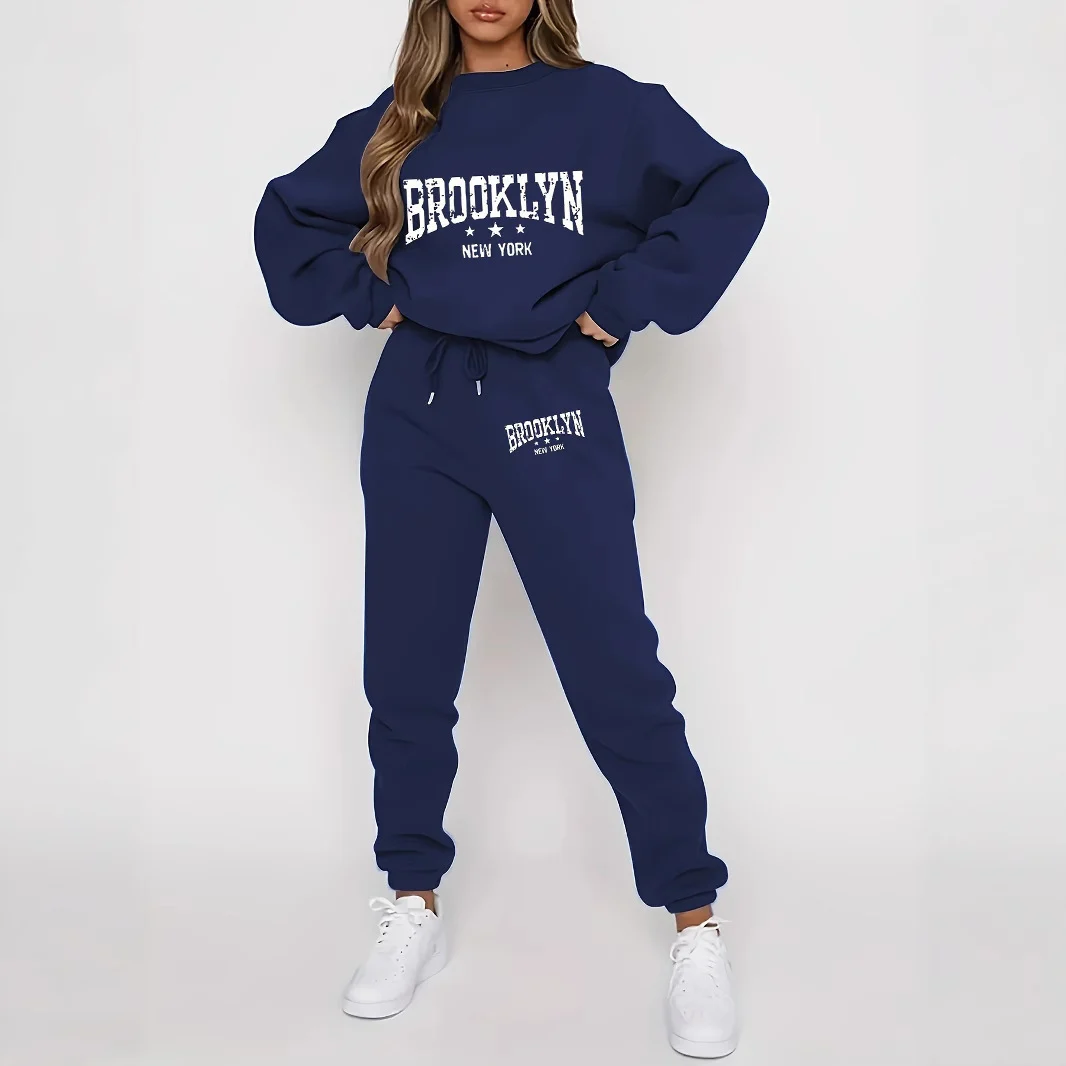 Womens Crew-neck Printed Sweater Set — image 2