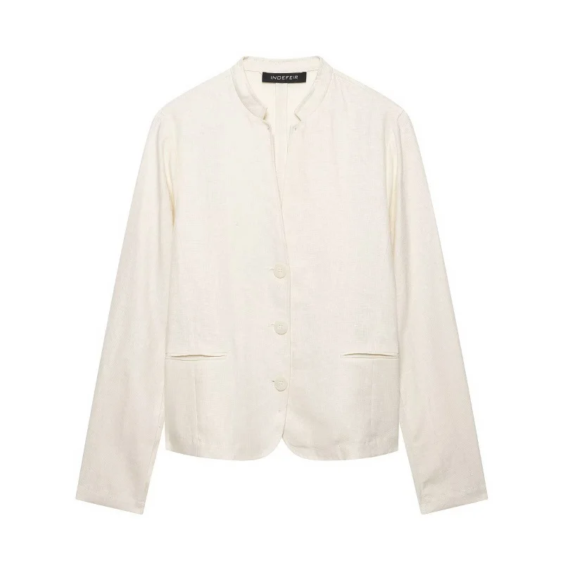 Womens Elegant Linen Blazer — image 1