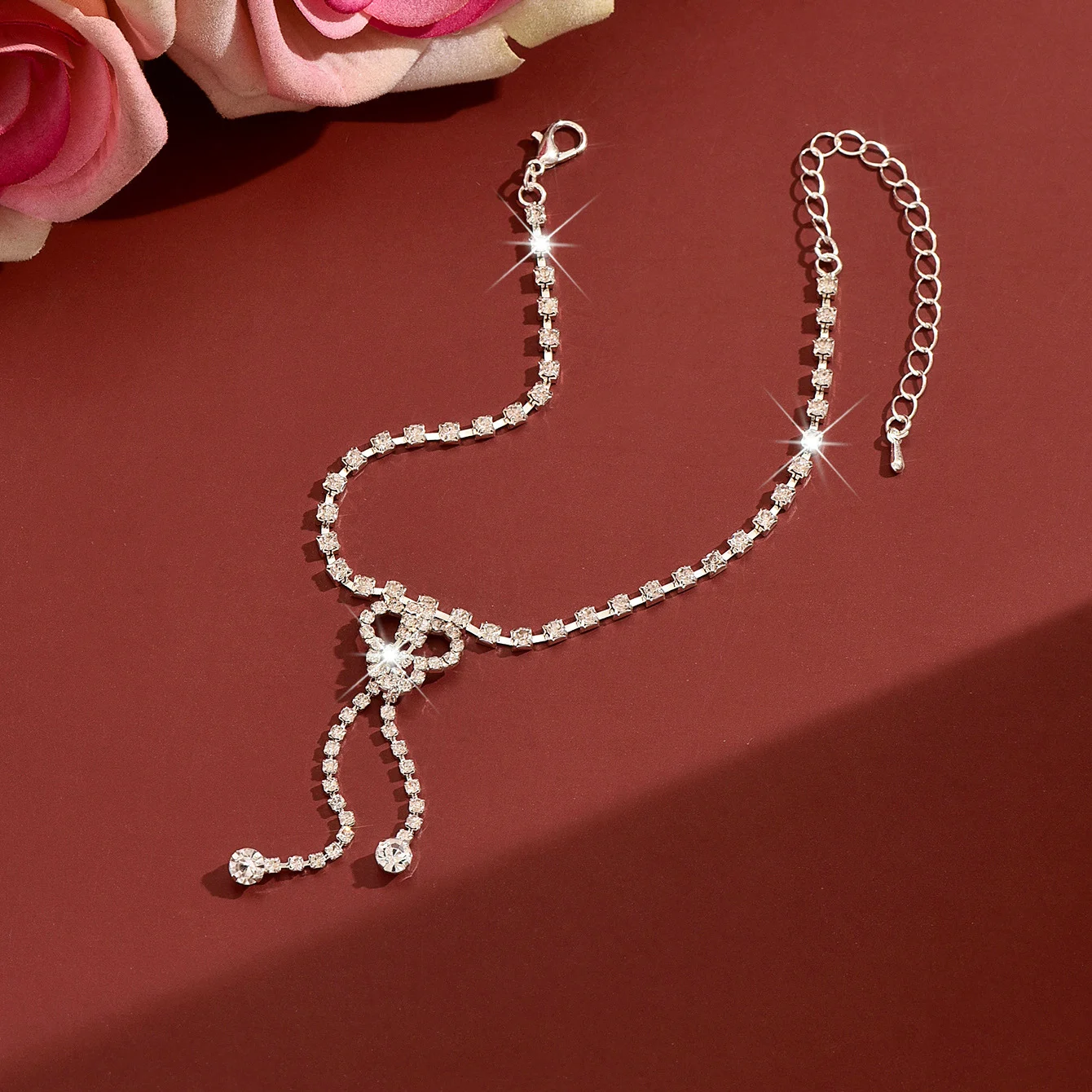 Womens Floral Rhinestone Tassel Anklet,thin Claw Chain Costume Foot Jewelry For Beach… — image 5