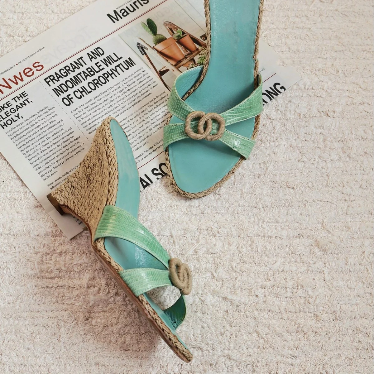 Womens French-style Cross-strap Woven Wedge Open-toe Sandals — image 3