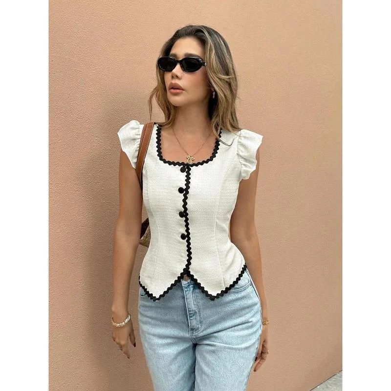 Womens French-style Short-sleeve Summer Shirt — image 4