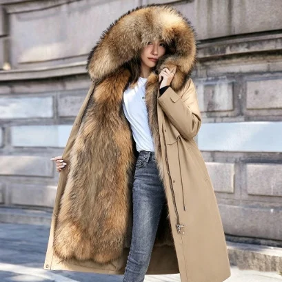Womens Fur Coat Faux Fox And Raccoon One-piece Thickened Cotton Jacket — image 9