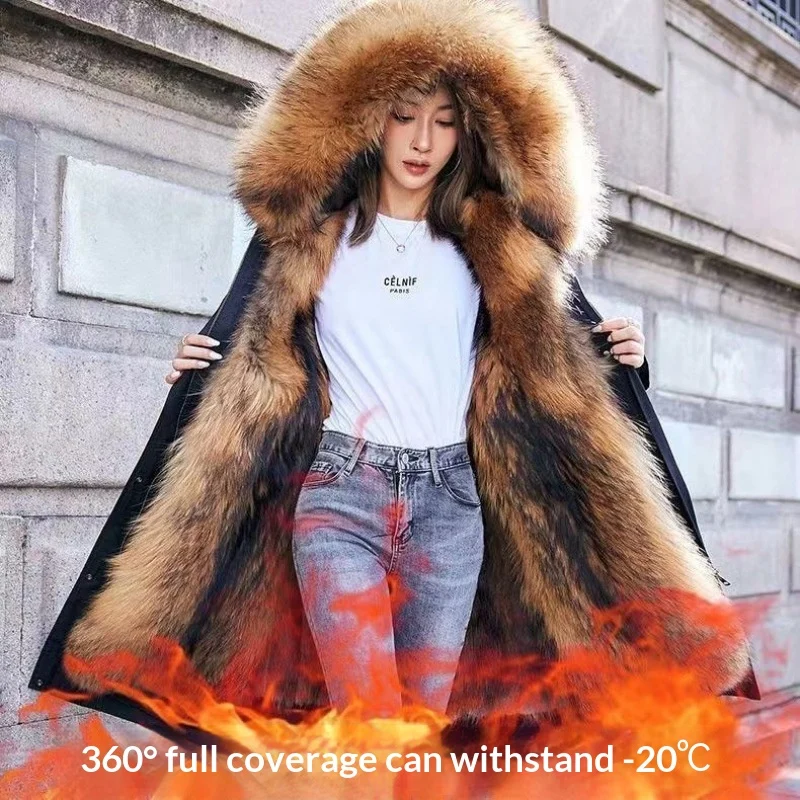 Womens Fur Coat Faux Fox And Raccoon One-piece Thickened Cotton Jacket — image 5