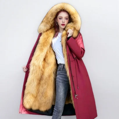 Womens Fur Coat Faux Fox And Raccoon One-piece Thickened Cotton Jacket — image 10