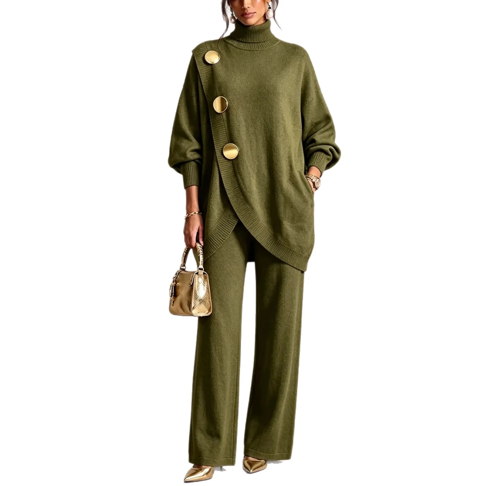 Womens Knitted Asymmetric Sweater Set — image 3