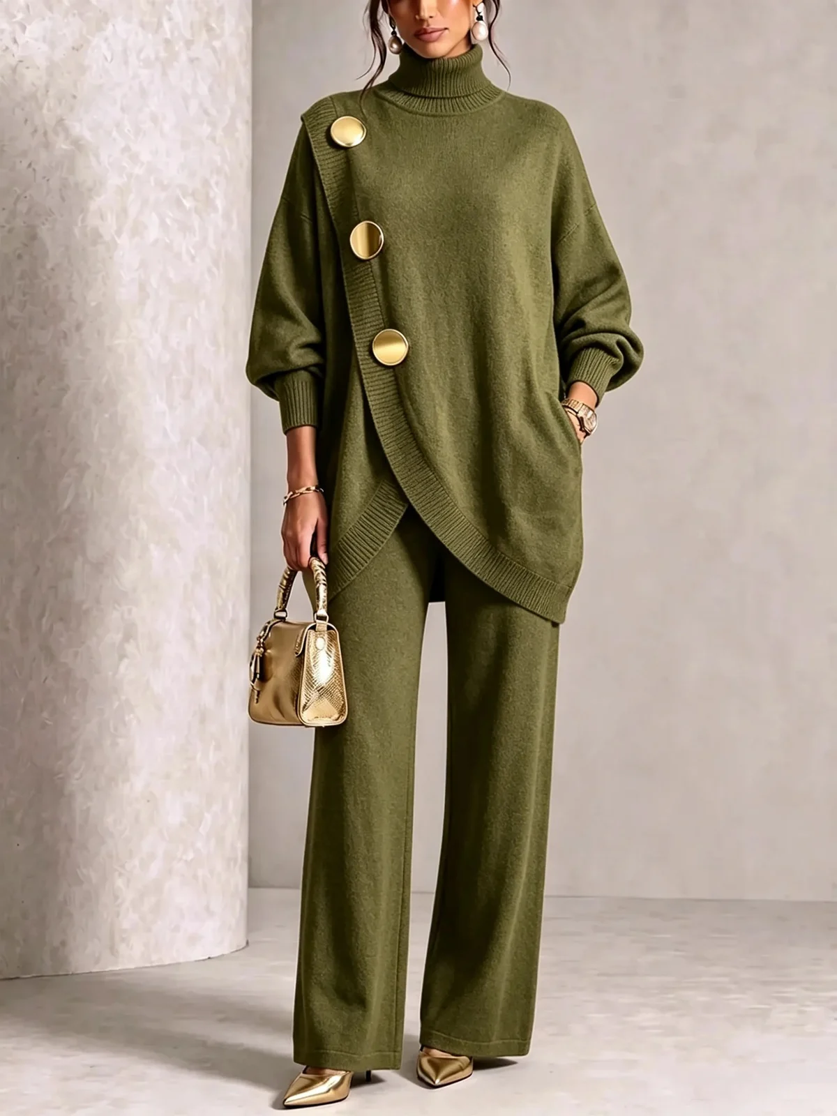 Womens Knitted Asymmetric Sweater Set — image 11