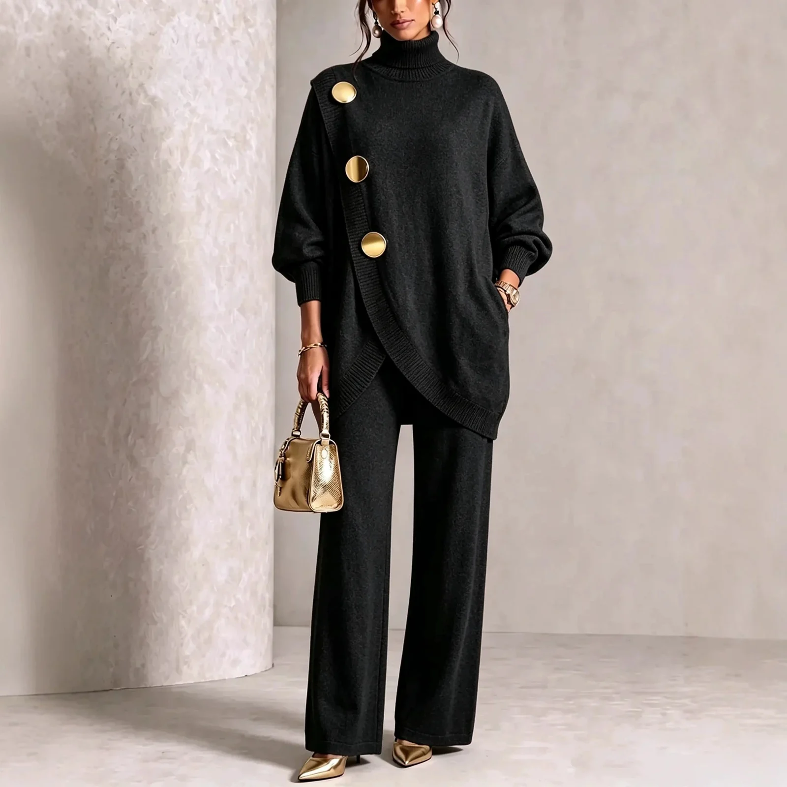 Womens Knitted Asymmetric Sweater Set — image 7