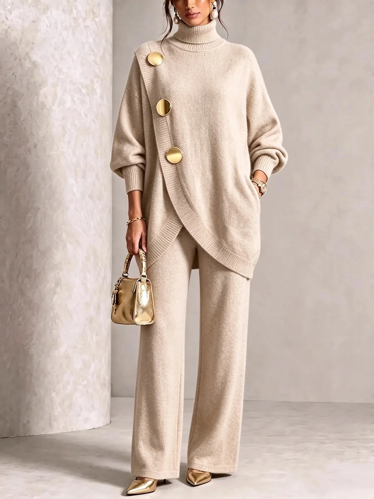 Womens Knitted Asymmetric Sweater Set — image 10