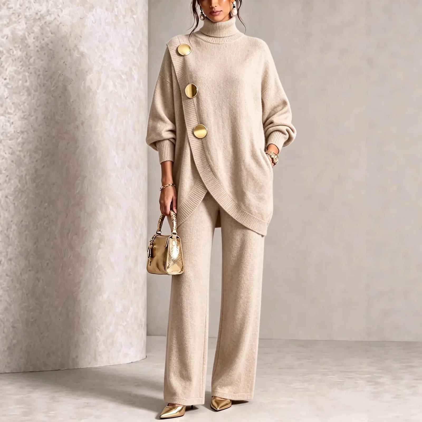 Womens Knitted Asymmetric Sweater Set — image 6
