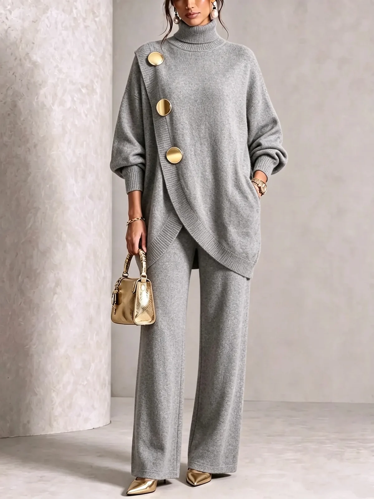 Womens Knitted Asymmetric Sweater Set — image 8