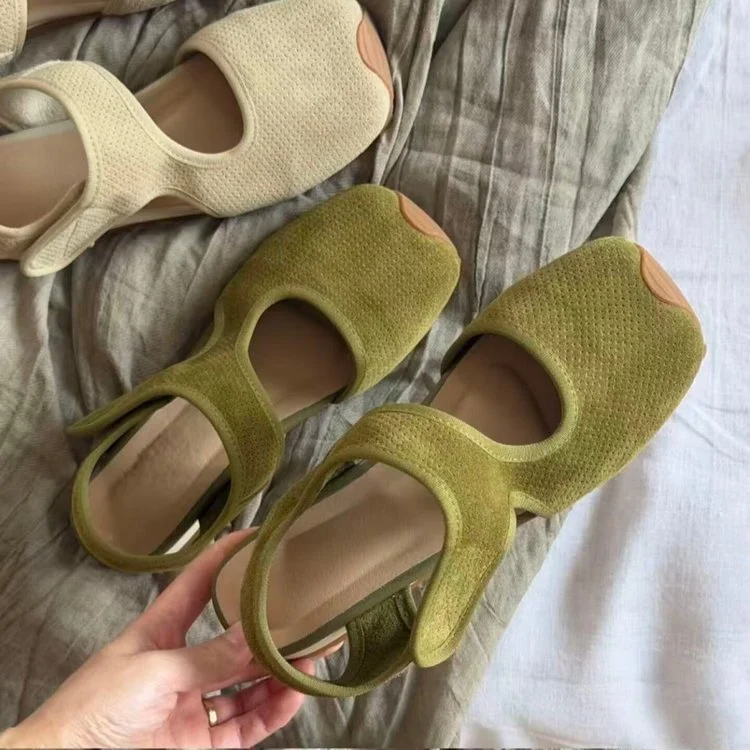 Womens Leather Hollowed-out Breathable Casual Sandals — image 2