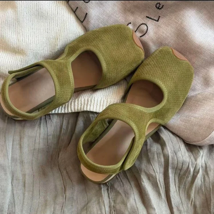 Womens Leather Hollowed-out Breathable Casual Sandals — image 6