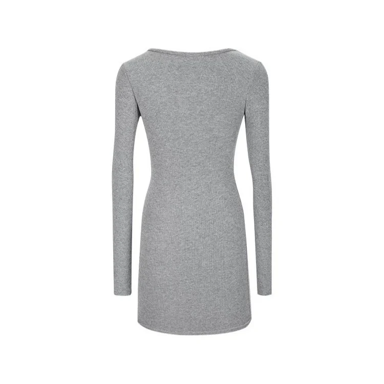Womens Long-sleeve Dress With A Crew Neck — image 2