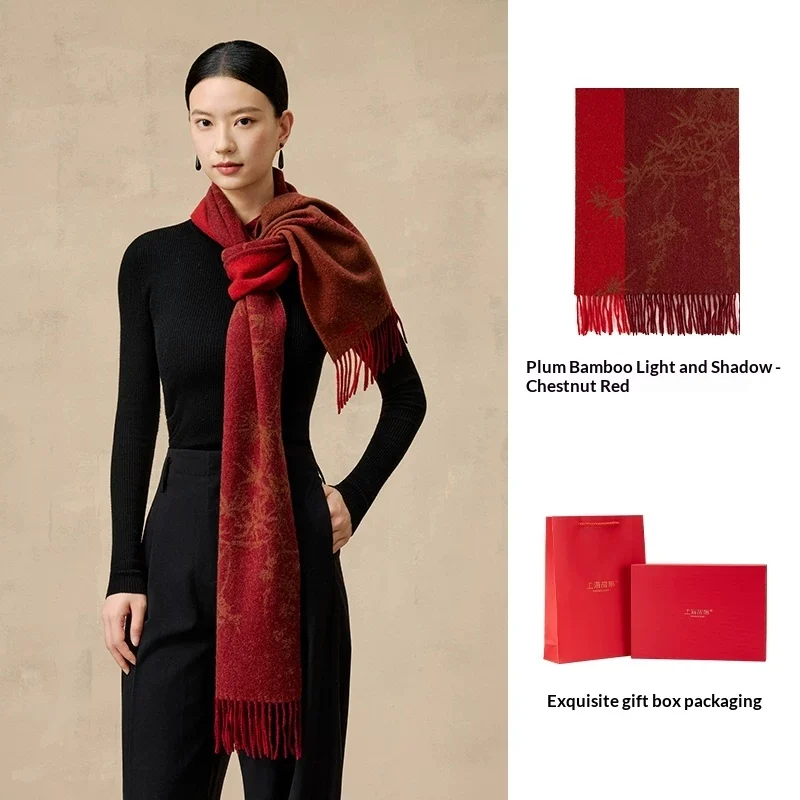 Womens Merino Wool Jacquard High-end Thickened Winter Neck Warmer — image 3