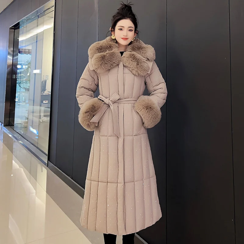 Womens Mid-length Below-the-knee Thickened Warm Cotton Coat — image 1