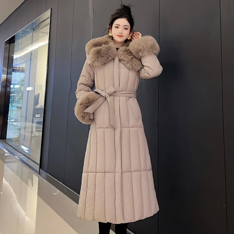 Womens Mid-length Below-the-knee Thickened Warm Cotton Coat — image 7