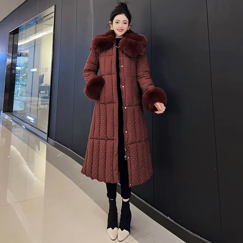 Womens Mid-length Below-the-knee Thickened Warm Cotton Coat — image 2