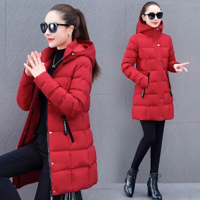 Womens Mid-length Hooded Down Coat — image 4