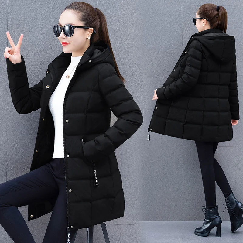 Womens Mid-length Hooded Down Coat — image 8