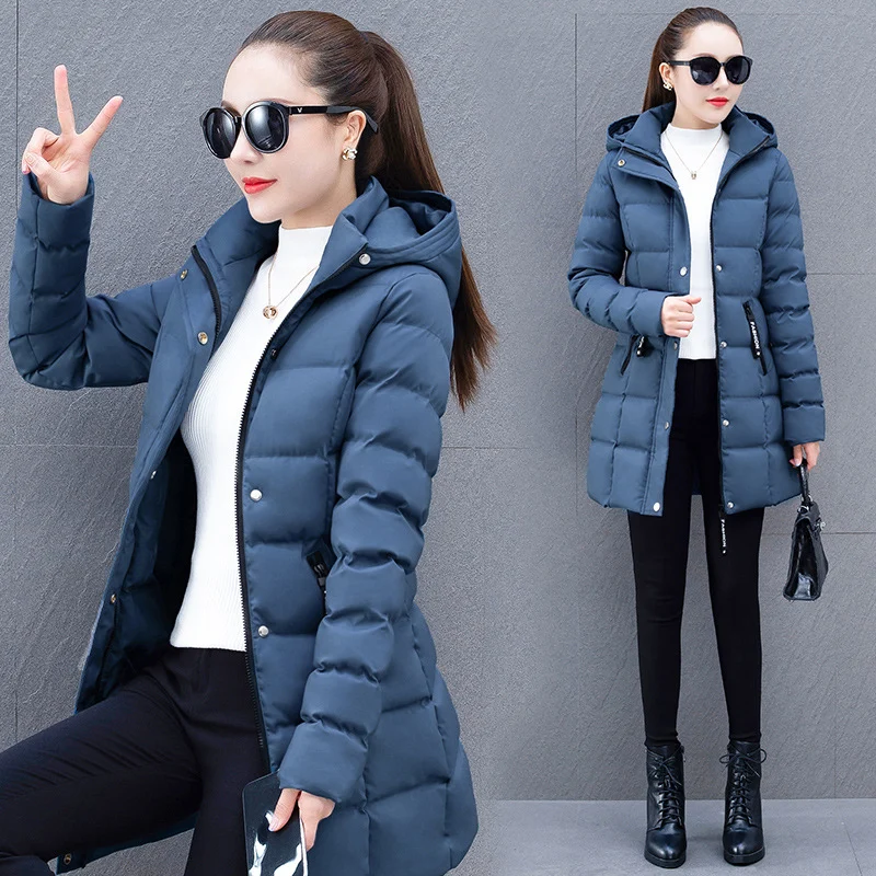 Womens Mid-length Hooded Down Coat — image 9