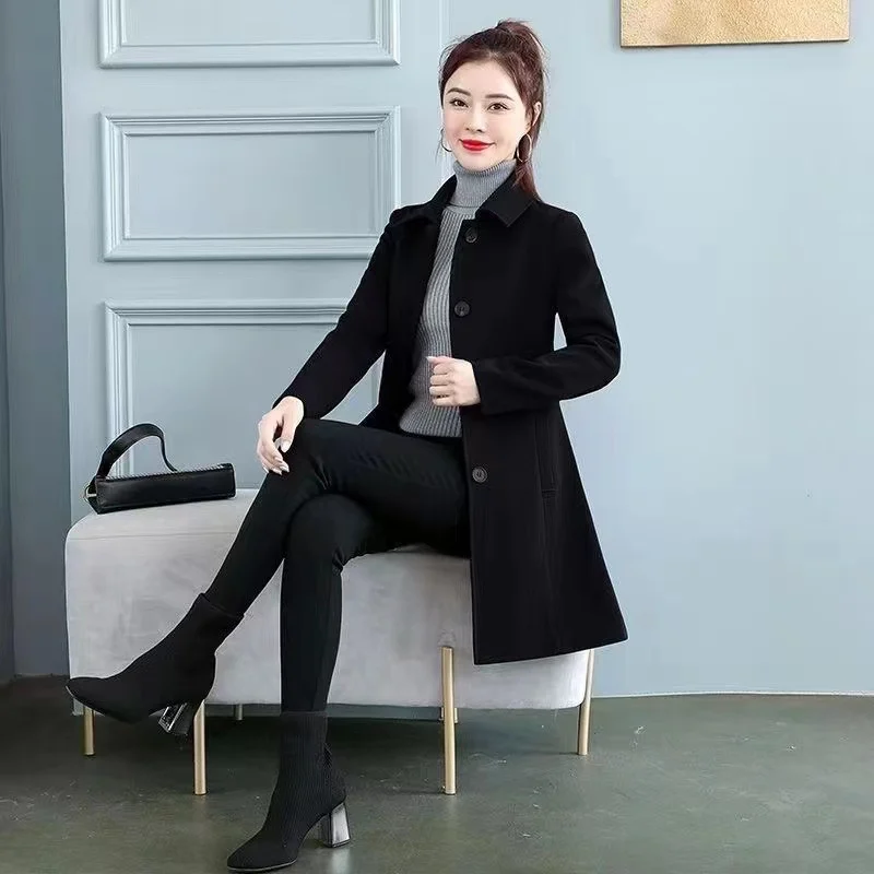 Womens Midi-length Plaid Trench Coat For Petite Figures — image 2