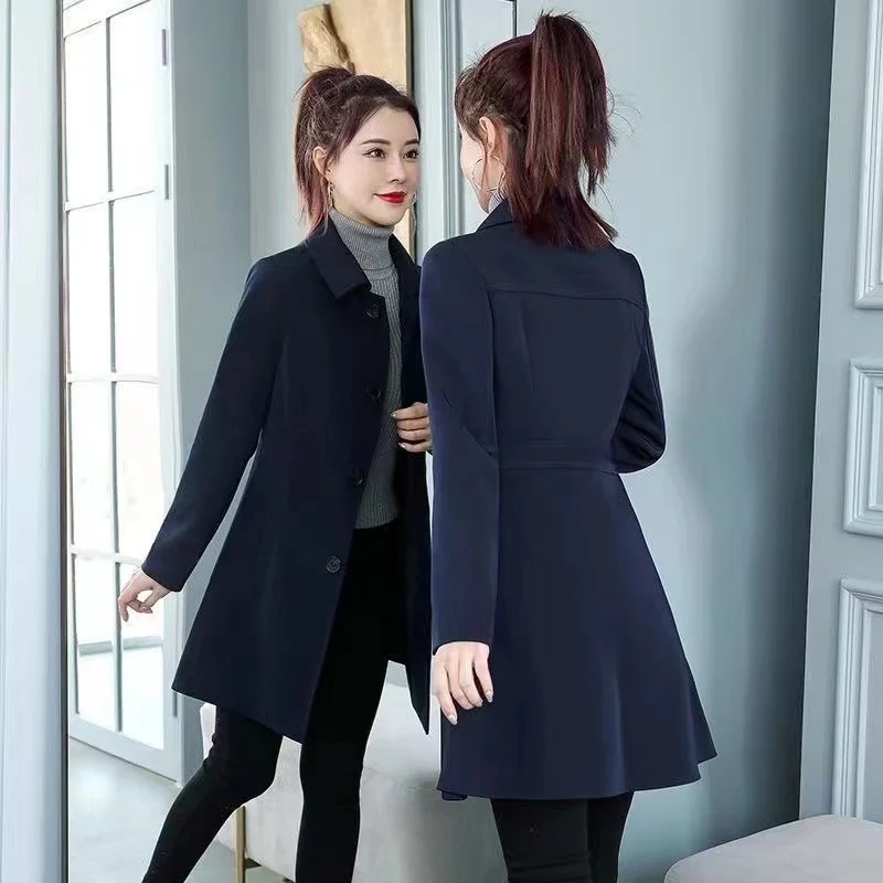 Womens Midi-length Plaid Trench Coat For Petite Figures — image 5